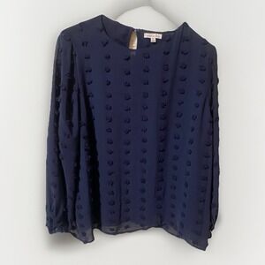 Ophelia Roe Pom Pom Navy Blue Blouse Size XL